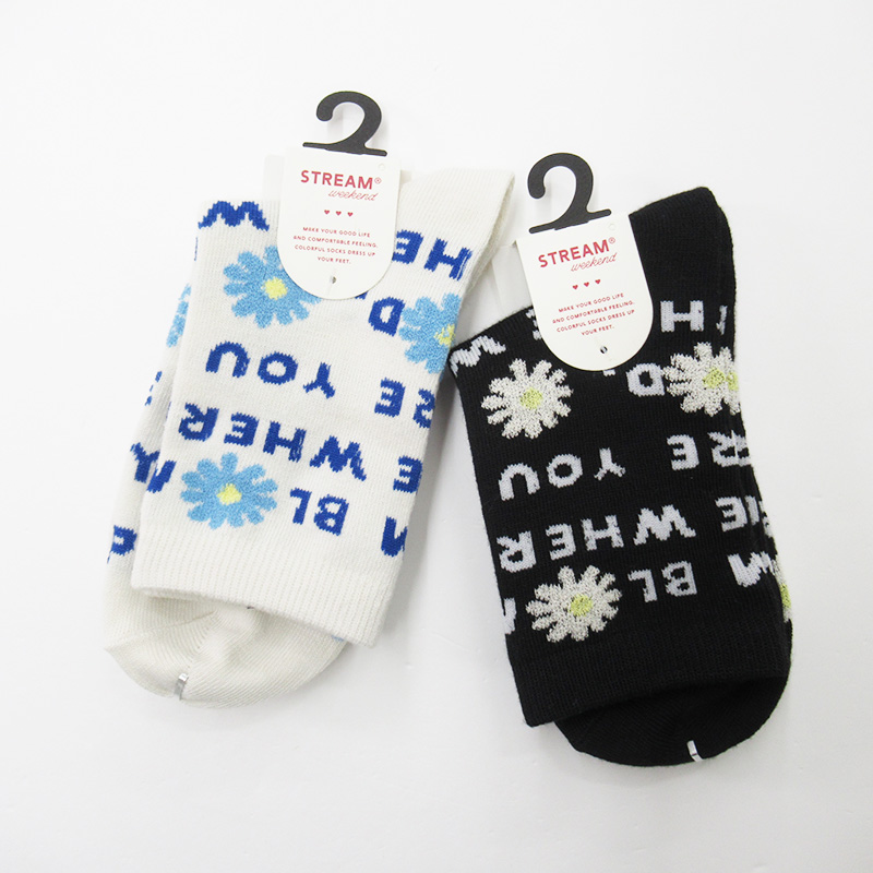 STREAM 花柄メッセージクルーソックス